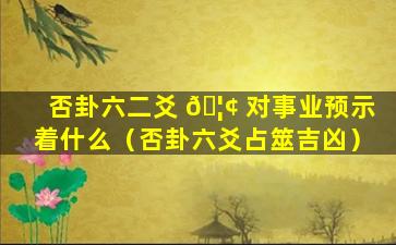 否卦六二爻 🦢 对事业预示着什么（否卦六爻占筮吉凶）